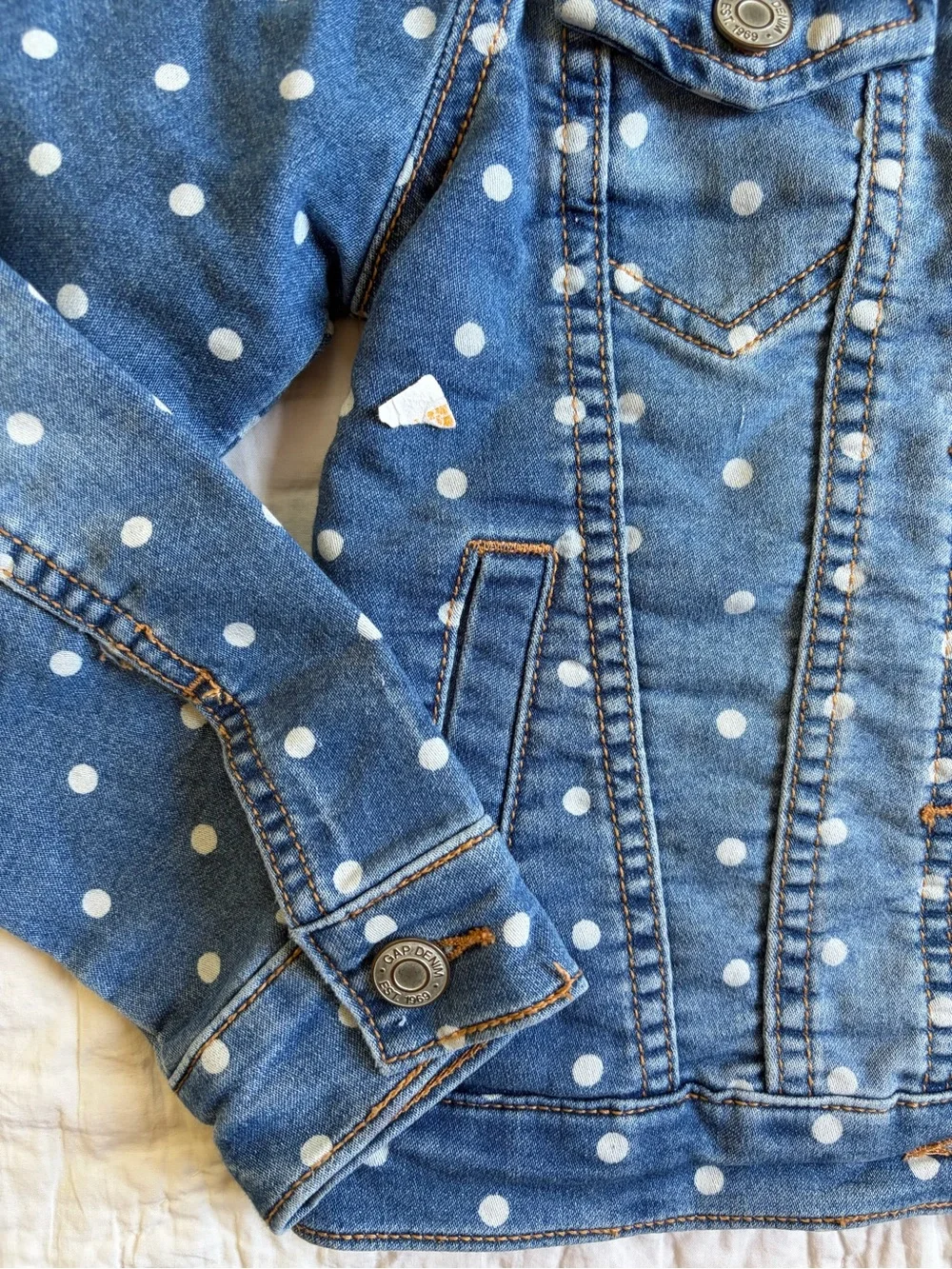 GAP Blue Polka Dot Denim Jacket